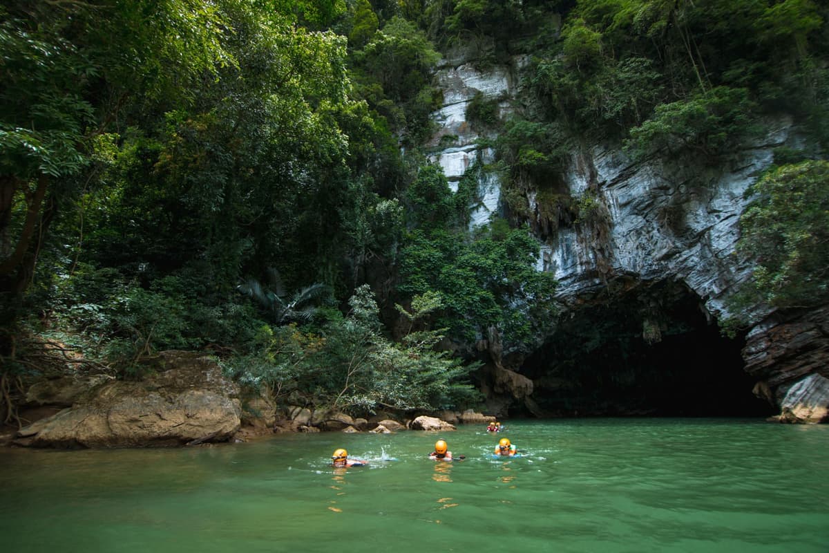 Phong Nha in spring: Embrace the beauty of nature in bloom 12 Underground river swimming is one of the signature experiences of Tu Lan cave adventure tours