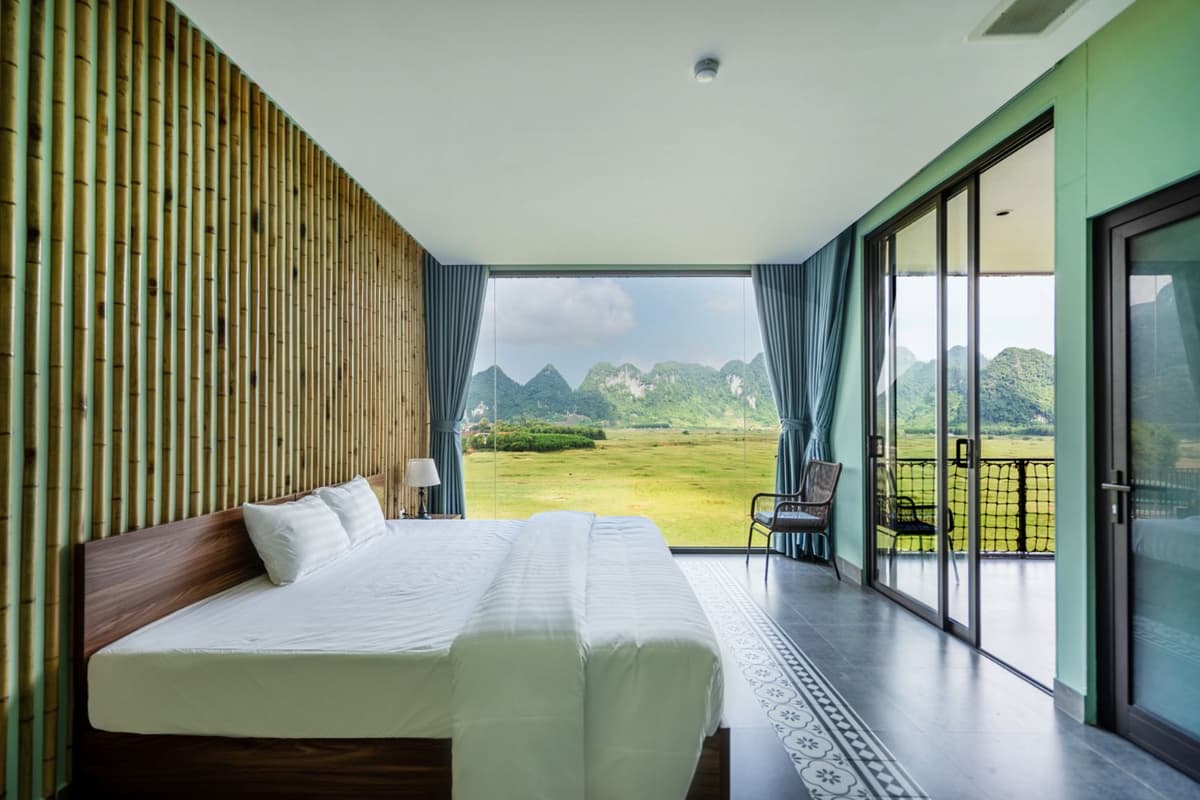 The Mountain Bungalow at Tu Lan Lodge offers panoramic views of the surrounding landscape